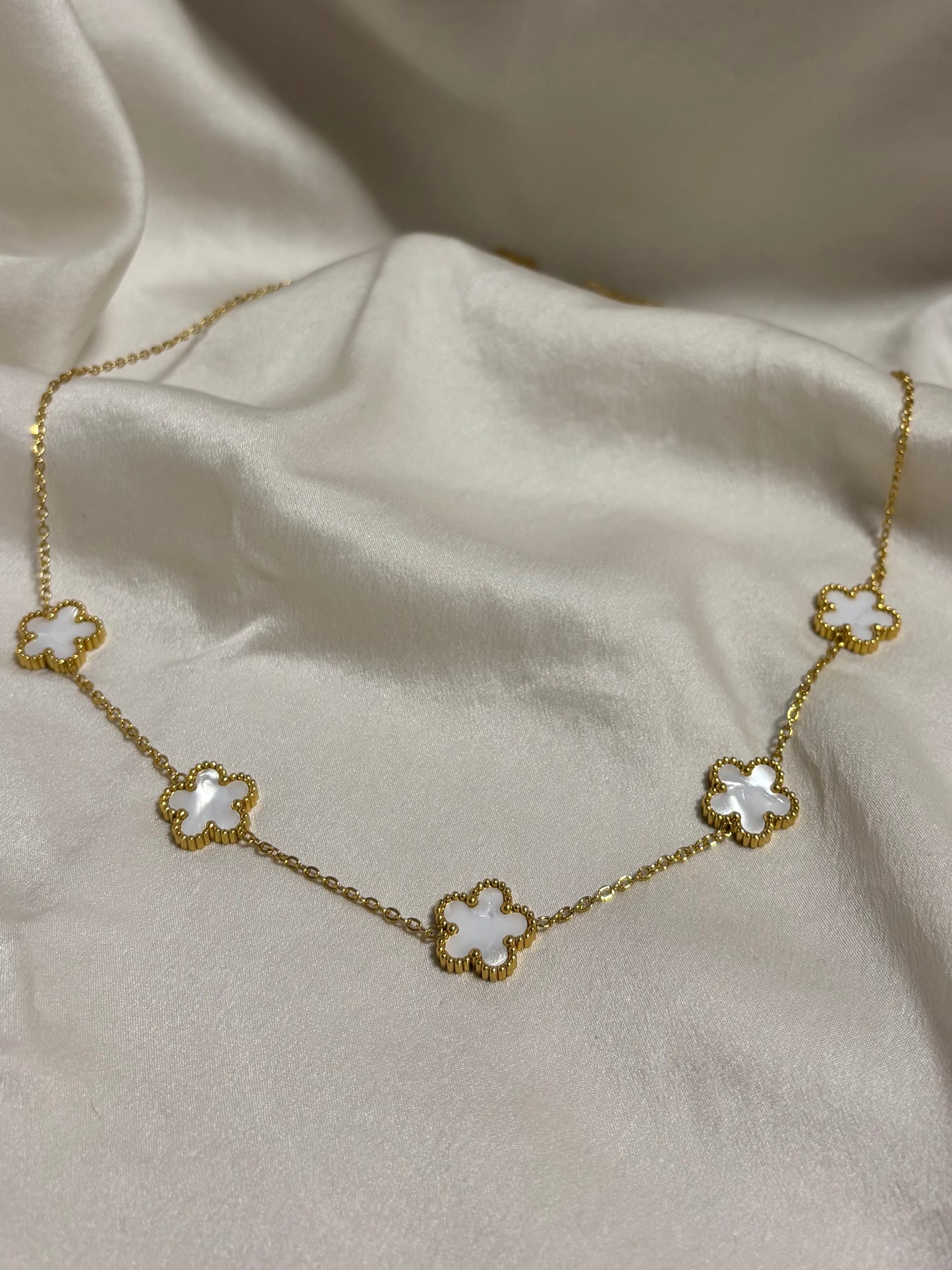 white Clover Halskette | 18K vergoldet