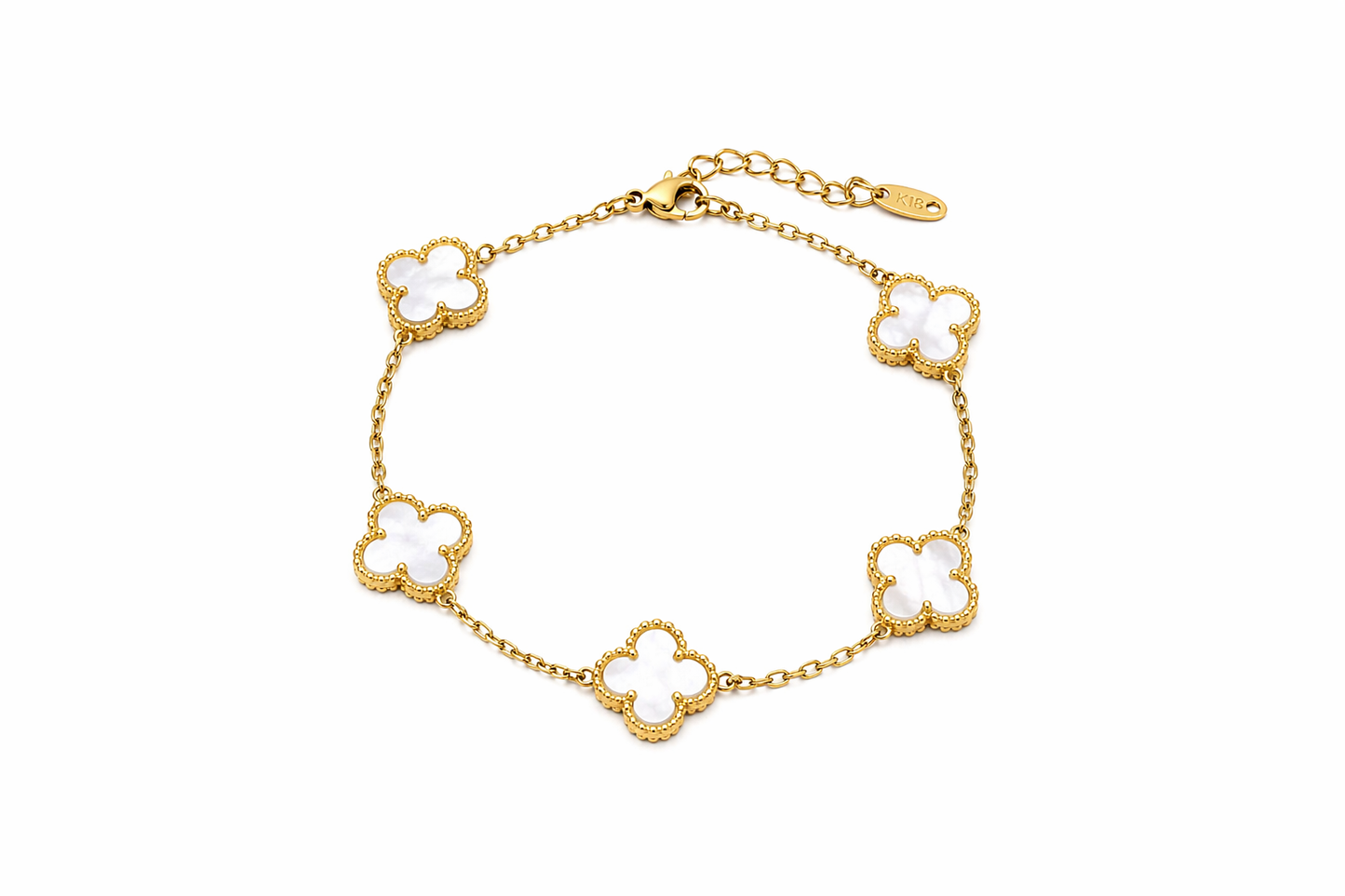 white Clover Armband | 18K vergoldet