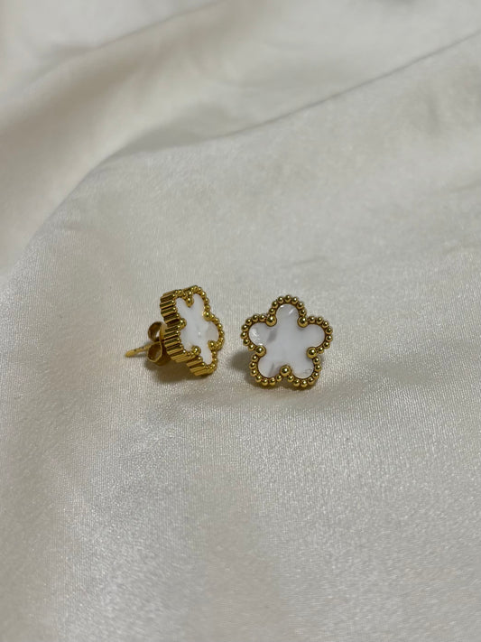 white Clover Ohrstecker | 18K vergoldet