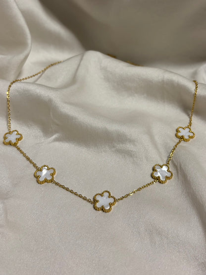 white Clover Halskette | 18K vergoldet