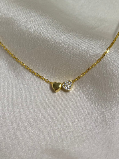 mini doppel Herz Halskette | 18k vergoldet