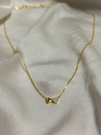 mini doppel Herz Halskette | 18k vergoldet