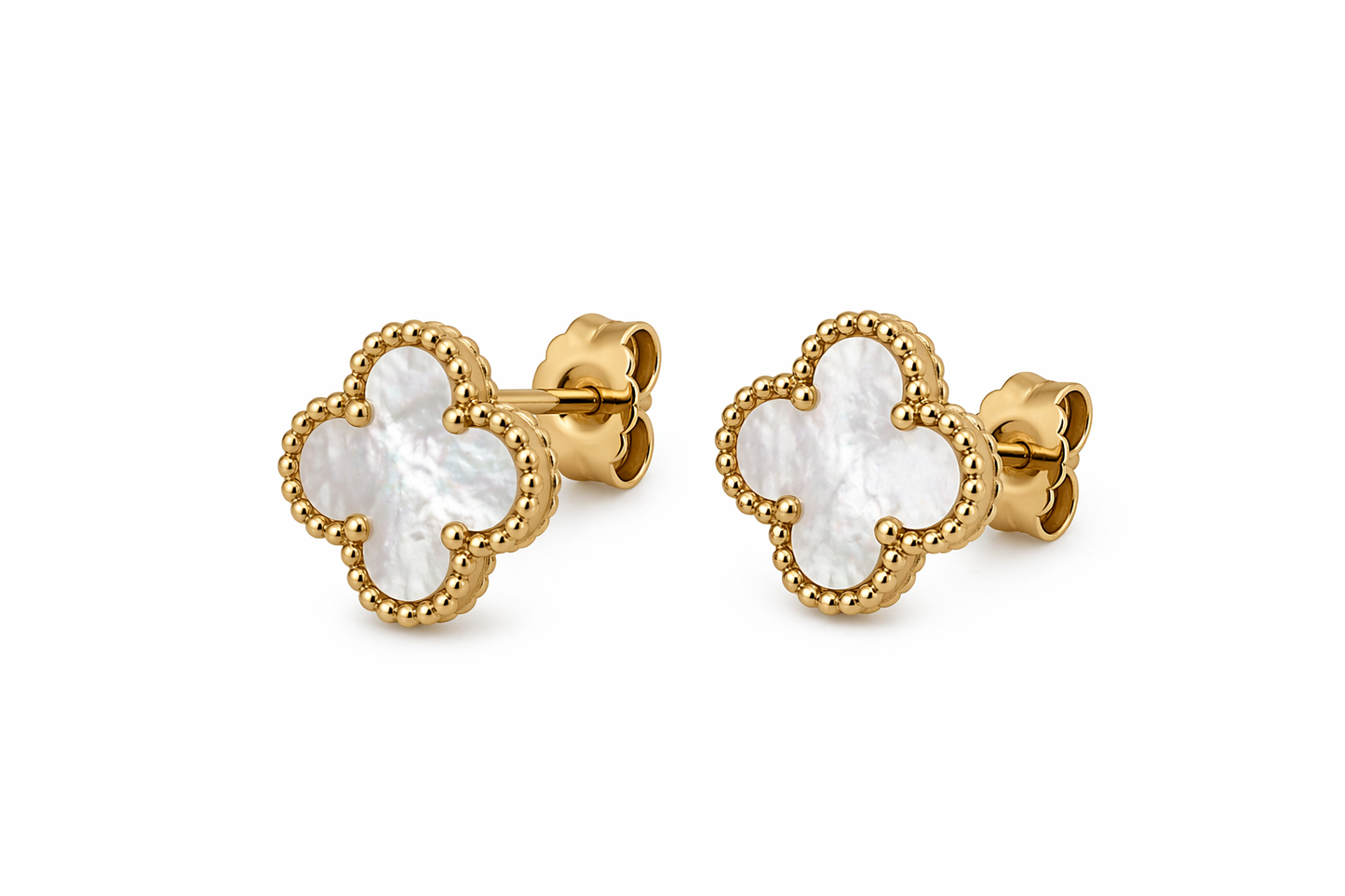 white Clover Ohrstecker | 18K vergoldet