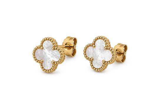 white Clover Ohrstecker | 18K vergoldet